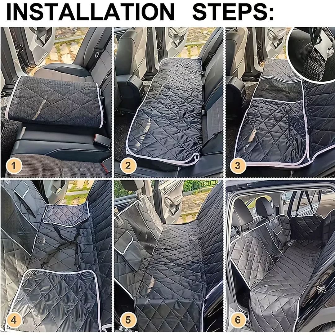 Hard Bottom Dog Seat Cover, Waterproof Oxford Back Seat Extender, Scratch-Resistant Dog Car Platform for Medium Dogs