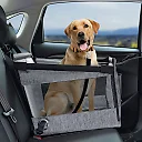 Dog Car Seat with Mesh Safety Cover, Waterproof Pet Booster Seat for Small & Medium Dogs, Stable Back Seat Travel Bed, Gray