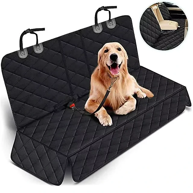 Dog Seat Cover for Back Seat, Waterproof Nonslip Dog Hammock for Car, Scratchproof Rear Seat Protector for Cars, Trucks & SUVs, Black