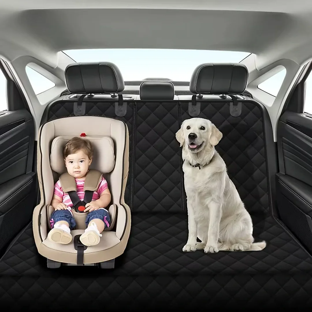 Dog Seat Cover for Back Seat, Waterproof Nonslip Dog Hammock for Car, Scratchproof Rear Seat Protector for Cars, Trucks & SUVs, Black