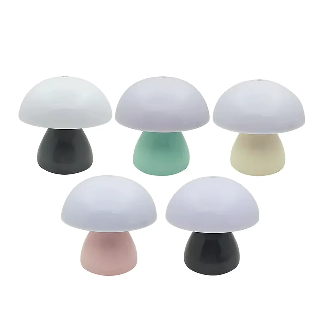 Mushroom Lamp, Cordless Rechargeable Mini Table Lamp with Touch Control, Battery Operated LED Night Light for Bedroom, Nursery & Cafe