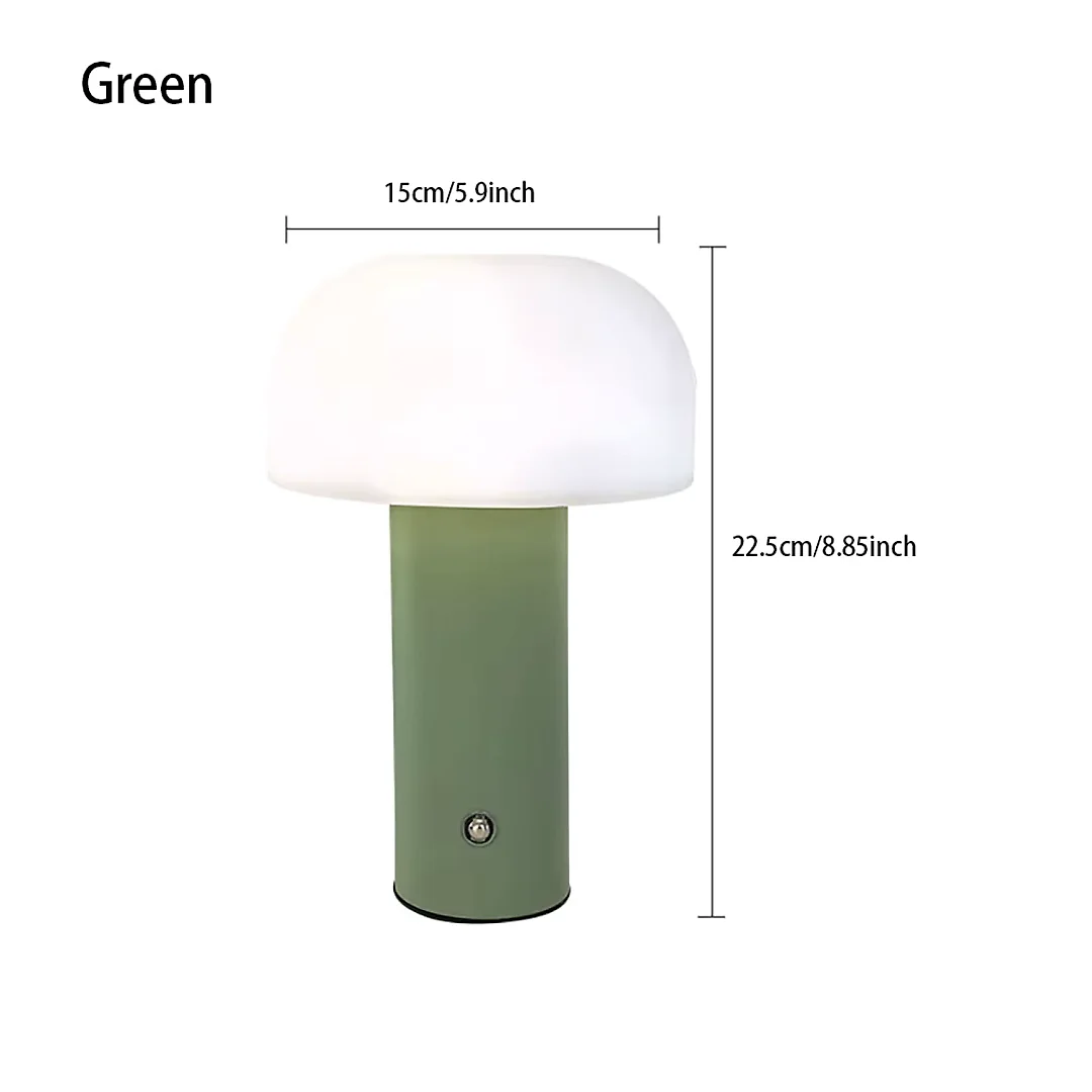 Cordless Mushroom Table Lamp, Rechargeable LED Lamp with 3 Color Temperatures & Dimming, Retro Battery Operated Bedside Lamp