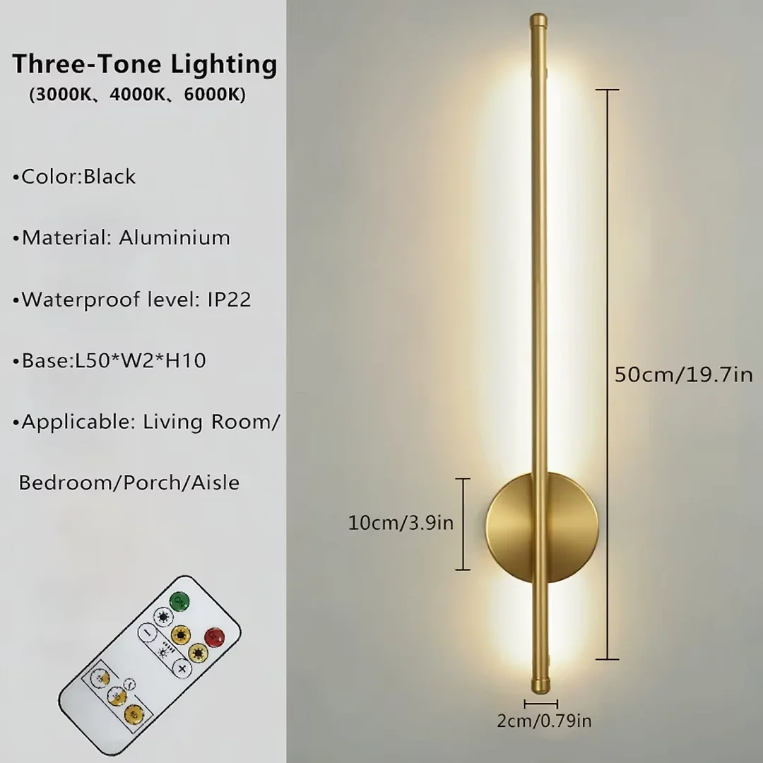 Magnetic Rechargeable Wall Lamp, 20 Inch Battery Operated LED Wall Sconce, Wire-Free Dimmable Linear Wall Light for Hallway & Bedroom