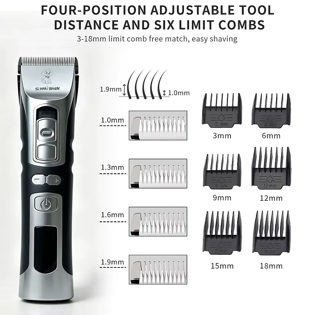 Professional Dog Clippers for Thick Coats, High-Power Cordless Dog Grooming Clippers with Detachable Blade & Digital Display
