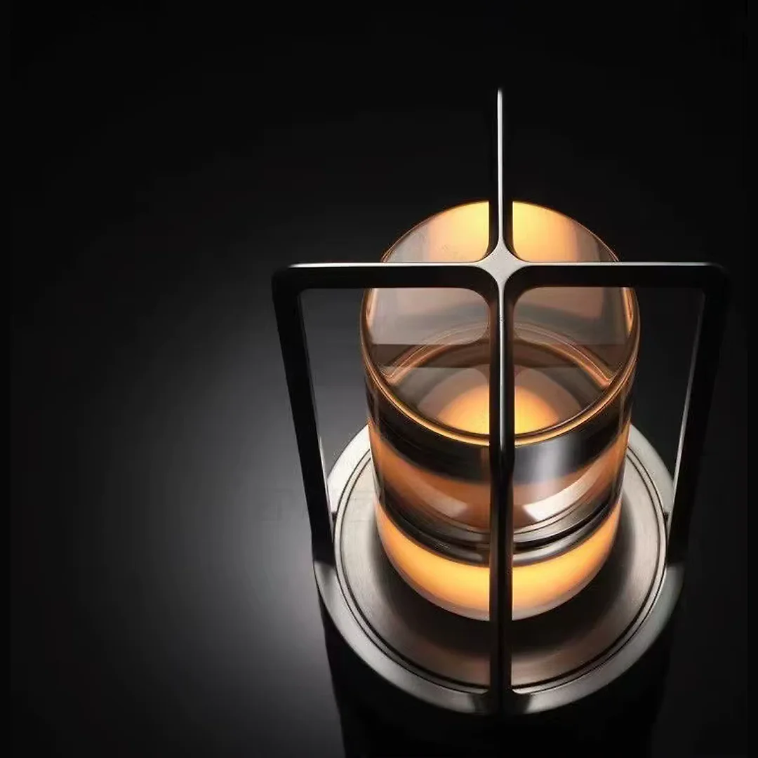 Crystal Lantern Lamp, Aluminum Cordless Table Lamp with 2000mAh Rechargeable Battery, LED Touch Dimming for Restaurant, Patio & Camping