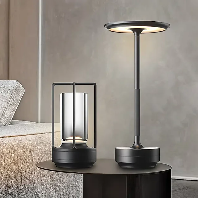 Cordless Lantern Table Lamp, Rechargeable LED Touch Lamp in Lantern or Slim Dome Style, Dimmable Battery Operated Lamp for Restaurant & Bedroom
