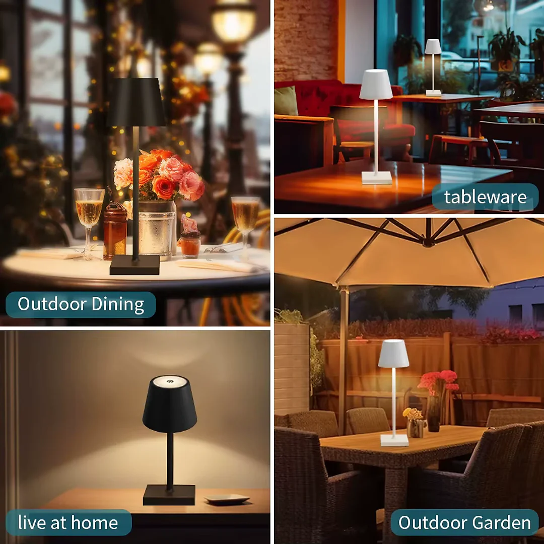 Cordless Table Lamp, Rechargeable LED Touch Lamp with USB-C & 3 Brightness Levels, Battery Operated Bedside & Dining Table Lamp