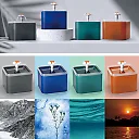 Cat Water Fountain with LED Light 2L, Automatic Pet Water Fountain for Cats & Dogs with Recirculating Filter, USB Powered