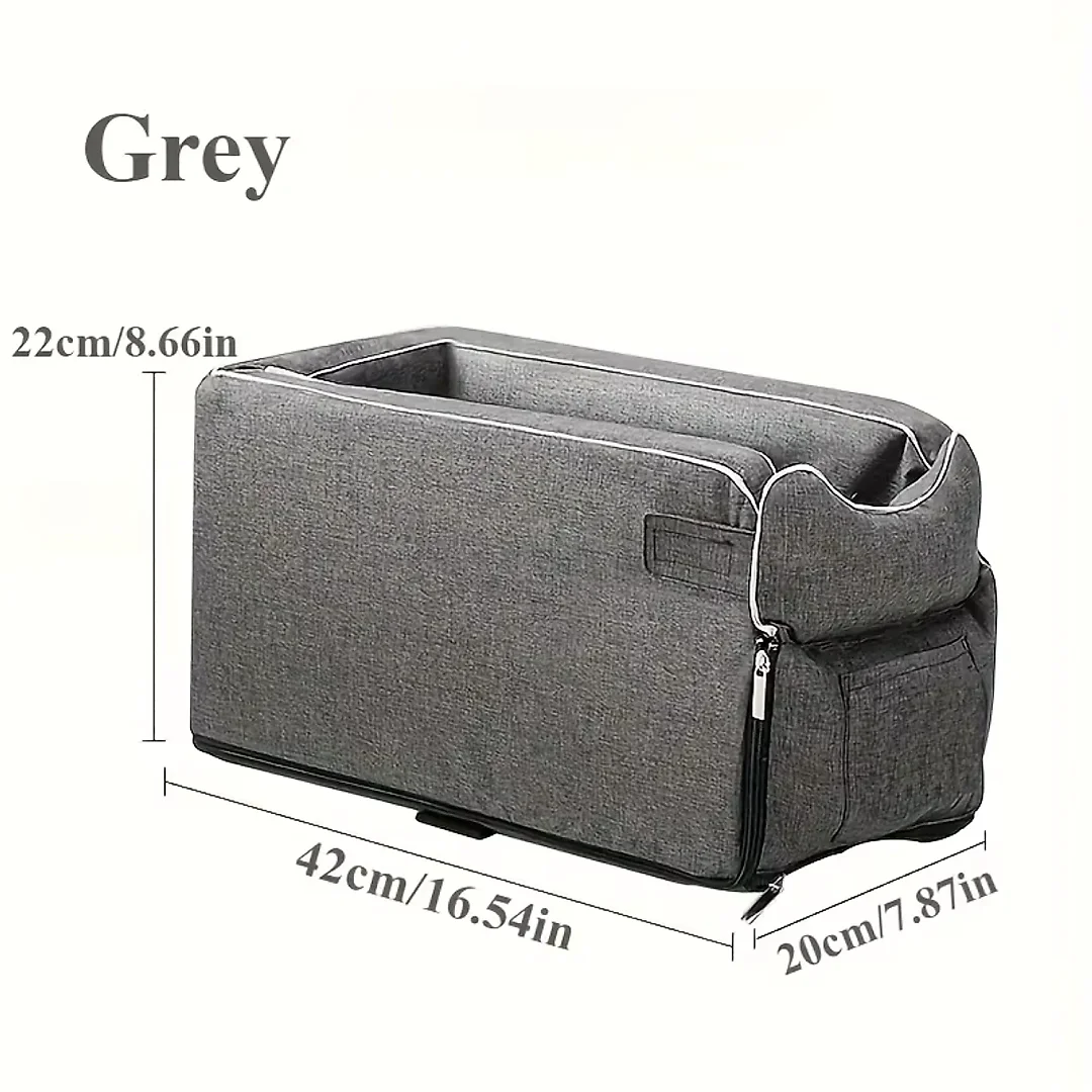 Pet Car Seat for Small Dogs & Cats, Portable Console Booster Seat with Optional Carry Bag, Soft Cotton Travel Bed
