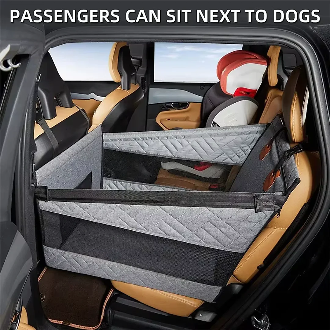 Dog Car Bed for Back Seat, Waterproof Dog Hammock Extender with Nest-Style Sides & Mesh Pocket, Scratchproof Seat Cover