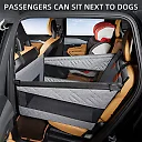 Dog Car Bed for Back Seat, Waterproof Dog Hammock Extender with Nest-Style Sides & Mesh Pocket, Scratchproof Seat Cover