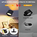 Double Head Wall Reading Light, Rechargeable Battery Operated LED Wall Sconce with Remote & Touch, 360 Degree Rotating Bedside Lamp