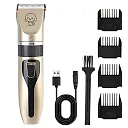 Dog Clippers for Grooming, Cordless Rechargeable Low-Noise Pet Hair Trimmer with Guide Combs for Dogs & Cats, Gold
