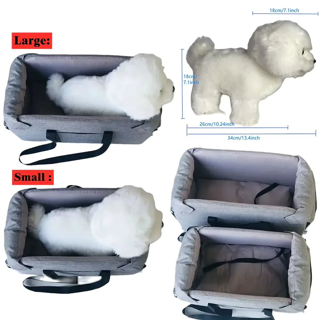 Dog Car Seat for Small Dogs, Center Console Booster Seat with Safety Tether, Portable Pet Car Seat & Carrier for Small Dogs & Cats