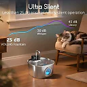 Wireless Cat Water Fountain 3L, Battery Operated Stainless Steel Pet Fountain with Motion Sensor, Cordless Cat Fountain for Any Room