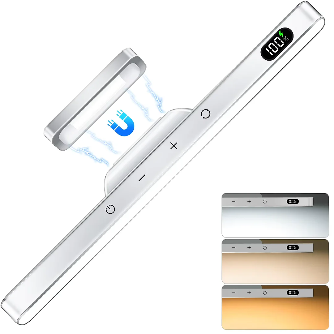 Rechargeable LED Light Bar, Dimmable 2500mAh Under Cabinet & Vanity Makeup Light with 3 Color Temperatures, Touch or Remote Control